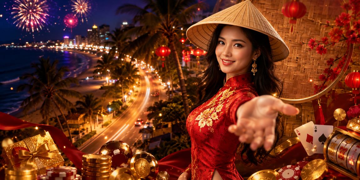 Không khí giải trí và cá cược sôi nổi tại Mũi Né với áo dài và nón lá truyền thống